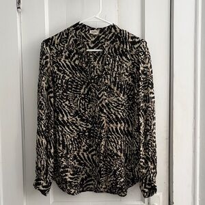 L'AGENCE Black and Cream Patterned Blouse